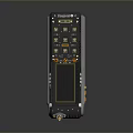 Advanced Handheld Weapon With Screen Multiple Buttons Gray Body Orange Accents And Cable