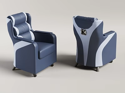 Blue And White Modern Design Chairs With Upholstered Seats And Wheels 3d model