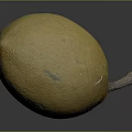 Fresh Yellow Fruit With Spotted Surface And Brown Stem On Dark Background 3d model