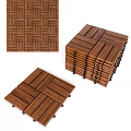 Interlocking Wooden Floor Tiles With Woven Pattern Design And Stackable Components