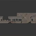 Damaged Architectural Wall Components With Windows And Irregular Shaped Structures
