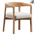 Modern Wooden Dining Chair With Armrests And Light Fabric Seat