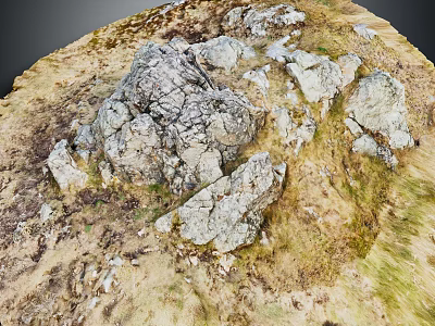 Wood And Stone Natural Materials With Rustic Texture In Outdoor Grassy Area 3d model