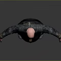 Bald Male Character With Fantasy Creature In Dark Robe And Cross Strap Design Look