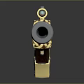Ornate Decorative Rifle with Golden Engravings Wooden Stock and Brass Scope