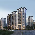 Modern High rise Residential Buildings With Greenery People Walking Near Road And Clear Sky