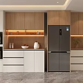Elegant Modern Kitchen Wine Cabinet With Wooden Cabinets Lighting And Countertop