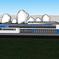 China Communications Construction Machinery Company Modern Building Exterior With Blue White Design and Green Lawn