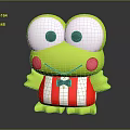 Cartoon Frog Character with Big Eyes Pink Cheeks Red White Striped Outfit Black Bow Tie