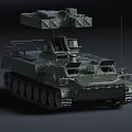 Armored Military Tank With Tracked Wheels And Turret Mounted Gear System