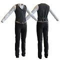 Men's Formal Vest Outfit With White Shirt Black Pants And Belt Front Back View