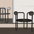 Modern Two Tone Leisure Chairs With Round Padded Armrests Metal Frame And Woven Seat