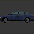 Blue Sedan 3D Model With Worn Out Exterior And Reflection On Surface 3d model