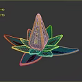Decorative Flower Plant with Teal Petals and Yellow Edges and Central Cone Shaped Structure