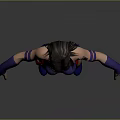 A Woman in Purple Tight Bodysuit with Red Belt Leg Wraps and Purple Arm Wristbands