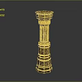 Ornate Decorative Column With Carved Details Gold Accents And Layered Design