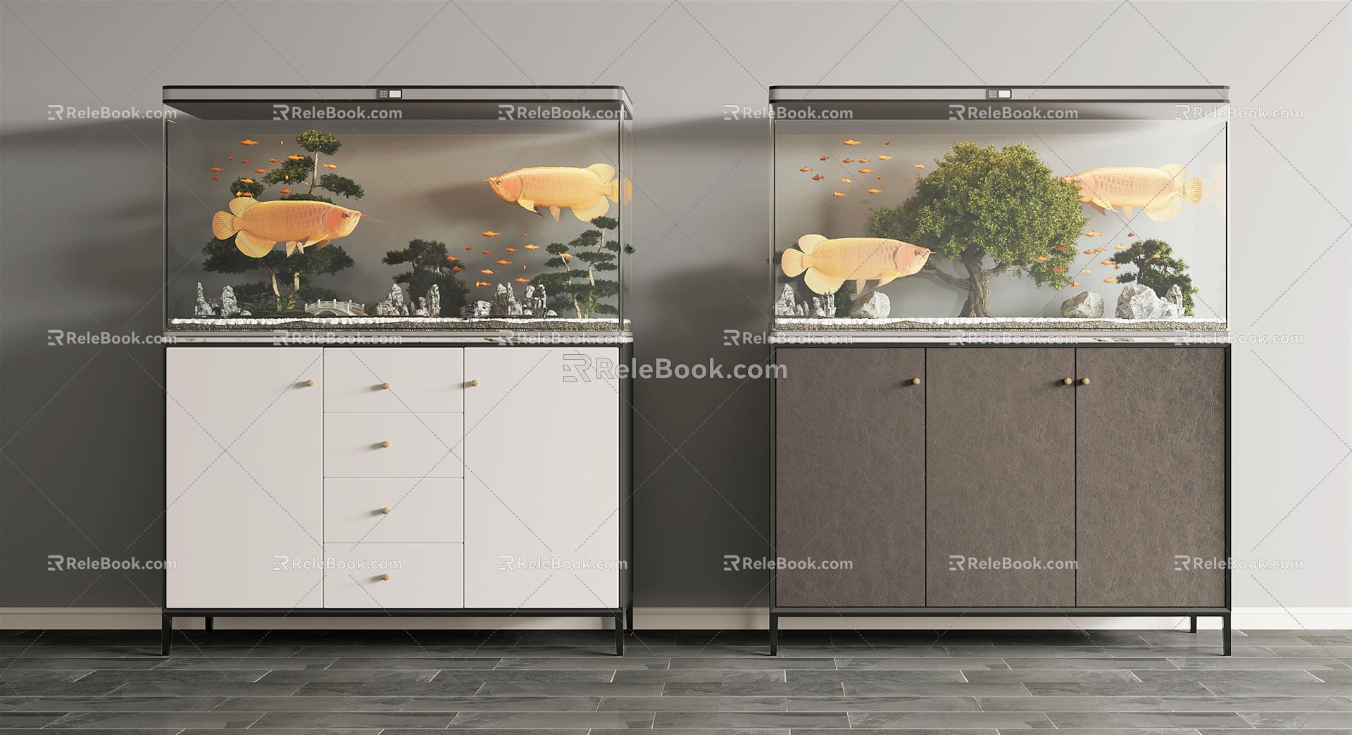 Modern fish tank fish tank combination 3d model