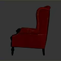 Elegant Red Classic Armchair With Tufted Diamond Pattern Backrest Armrests And Wooden Carved Legs