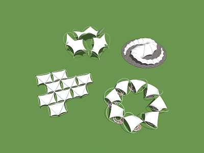 Tensile Membrane Structures With Various Geometric Shapes And Creative Designs 3d model