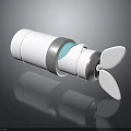 White Cylindrical Propulsion Device With Silver Ring Blue Connecting Section And White Propeller