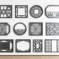 Chinese Carved Lattice Windows With Various Intricate Patterns And Different Shapes 3d model