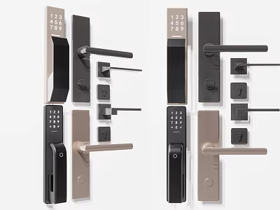 Modern Door Handles With Keypad And Various Designs For Home Security 3d model