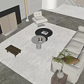 Modern Living Room Sofa And Coffee Table Set With Area Rug Floor Lamp And Plant