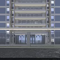 Modern Building Facade of Urban Residential Complex With Minimalist Light-colored Design and Landscaped Entrance Area
