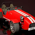 Stylish Red Vintage Roadster With White Stripes And Classic Design