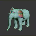 Cute Light Blue Elephant Cartoon Toy With Rainbow Colored Ears And White Toes