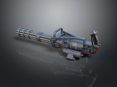 Gatling Style Multi Barrel Machine Gun With Heavy Metal Construction And Mechanical Design 3d model