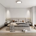 Modern Bedroom Interior With Glass Door Wardrobe Bed And Accent Chair