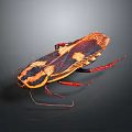 Detailed Cockroach With Orange Black Patterns And Red Legs On Dark Background