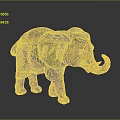 Decorative Elephant Figurine Featuring Green Gold Leaf Patterns Large Ears And Curled Trunk 3d model
