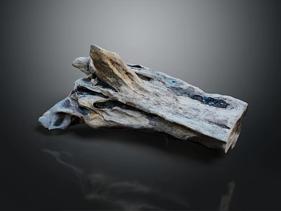 Natural Wood and Stone Artistic Decor with Unique Texture and Organic Shape 3d model