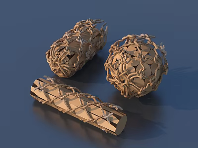 Household Woven Items With Different Shapes Beige Color And Textured Surface For Daily Use 3d model