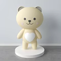 Adorable Yellow Bear Doll With White Ears Pink Cheeks And Heart On Chest