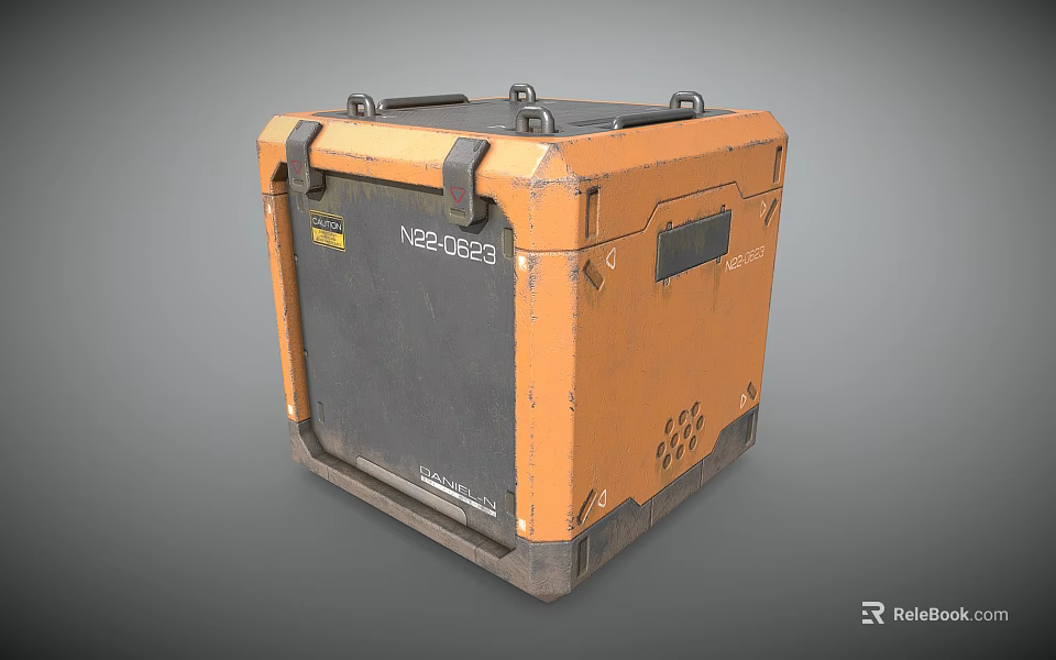 Orange And Black Military Weapon Storage Case With N220592 Label And Metal Latches 3d model 