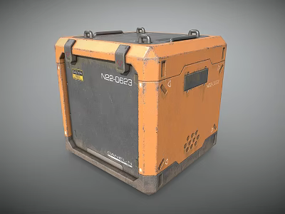 Orange And Black Military Weapon Storage Case With N220592 Label And Metal Latches 3d model