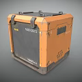 Orange And Black Military Weapon Storage Case With N220592 Label And Metal Latches