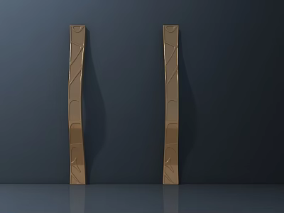 Golden Door Handles with Modern Sleek Design and Geometric Patterns on Dark Background 3d model