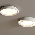 Modern Round Ceiling Lights With White And Gray Design Illuminated On Ceiling 3d model