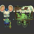 Cute Mouse Character Watering Flower Pot By Striped Awning Flower Cart
