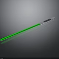 Glowing Green Light Stick With White Handle And Reflective Surface