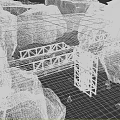 Scenic Truss Bridge Structure With Roadway And Rock Surroundings Near Grassland