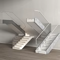 Modern Staircase Interior Design With Glass Railings Marble Treads And Wood Flooring