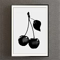 Stylish Black Apple Artwork With Leaf On White Background Framed Wall Decor 3d model