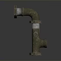 Rusted Industrial Metal Pipe Fitting With Elbow Joint And Flanges