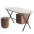 Modern Dressing Table With X Shaped Legs Drawer Unit And Stool 3d model