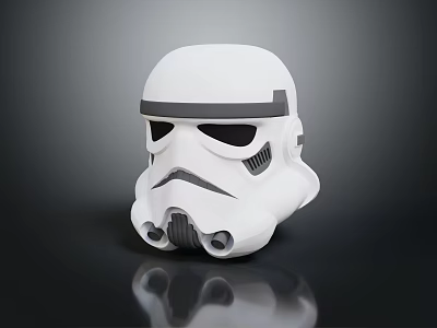 White Stormtrooper Helmet With Detailed Gray Accents And Black Visor Design 3d model